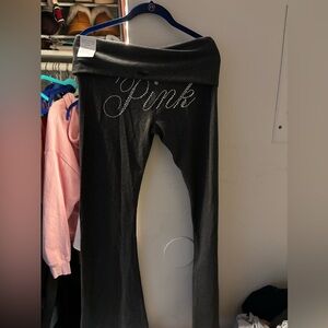 PINK Limited Edition Bling Foldover Yoga Pants NWT